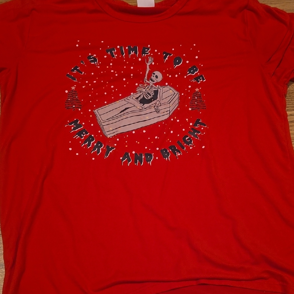 Festive Red Skeleton Graphic Tee